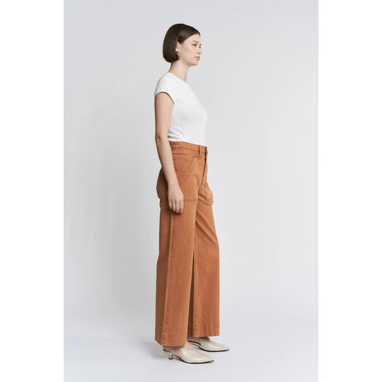 Ladies Mica Denim Super High Wide Leg Cinnamon Jean - MDP-W3209CM