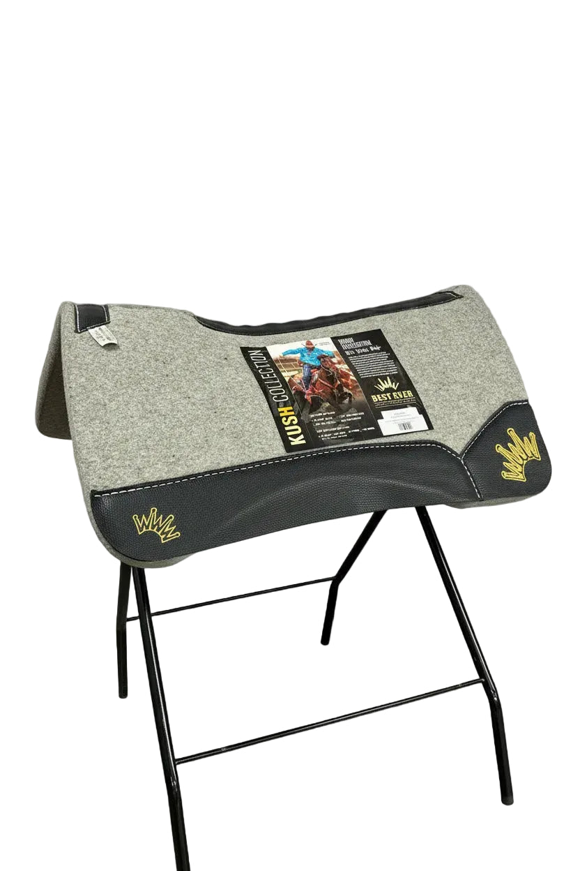 Best Ever Pads The Kush Wool Crown Embroidered Saddle Pad - Grey - 32"x32" 1"