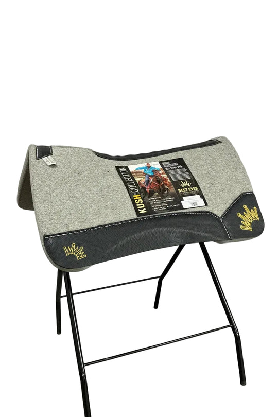 Best Ever Pads The Kush Wool Crown Embroidered Saddle Pad - Grey - 32"x32" 1"