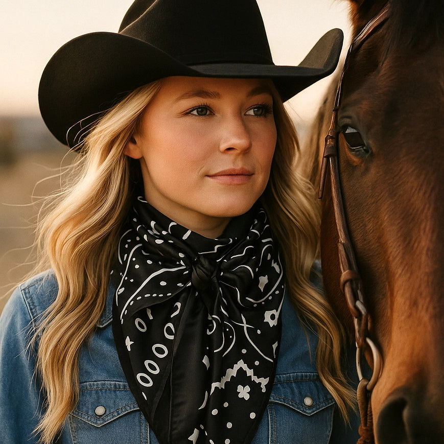 Rodeo Drive Black & White Paisley Wild Rag - WR3411