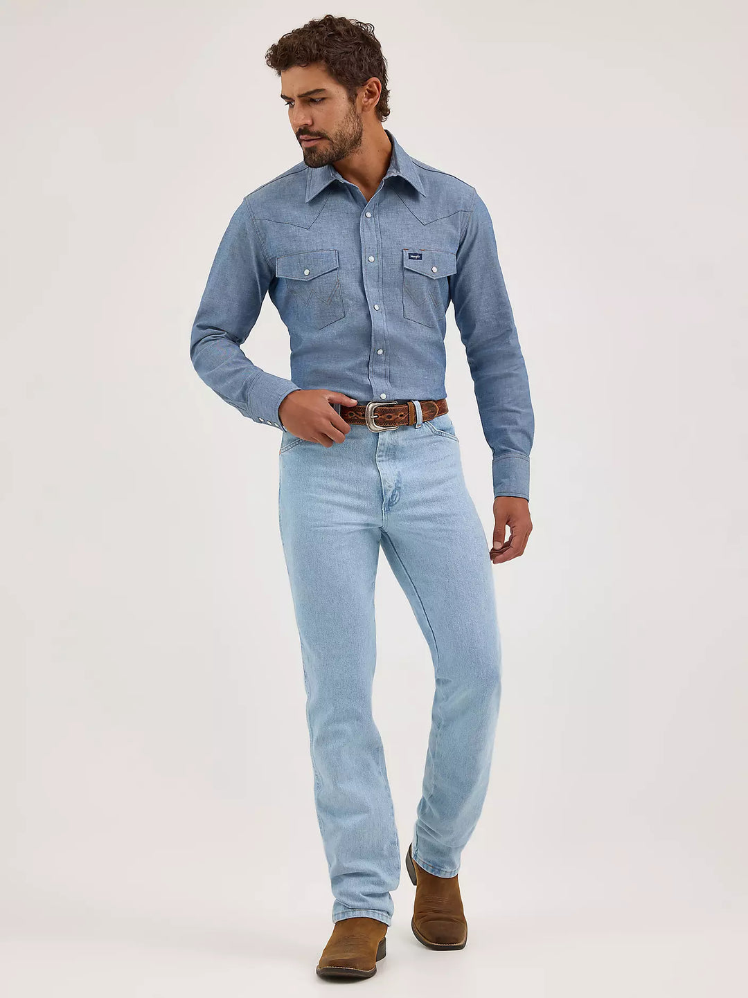 Men's Wrangler Cowboy Cut Slim Fit Jeans Bleach Wash - 936GBH