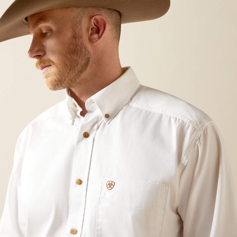 Men's Ariat White Twill Classic Fit Shirt - 10000503