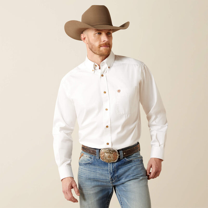 Men's Ariat White Twill Classic Fit Shirt - 10000503