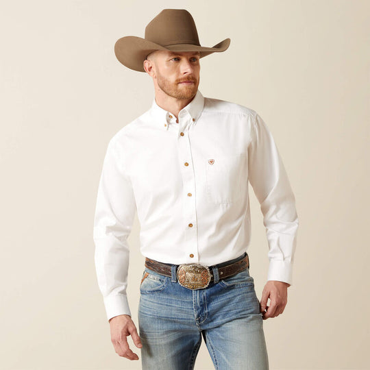 Men's Ariat White Twill Classic Fit Shirt - 10000503