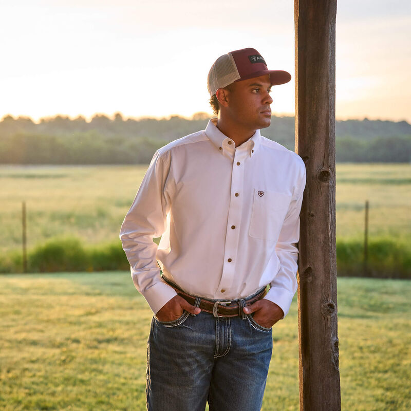 Men's Ariat White Twill Classic Fit Shirt - 10000503