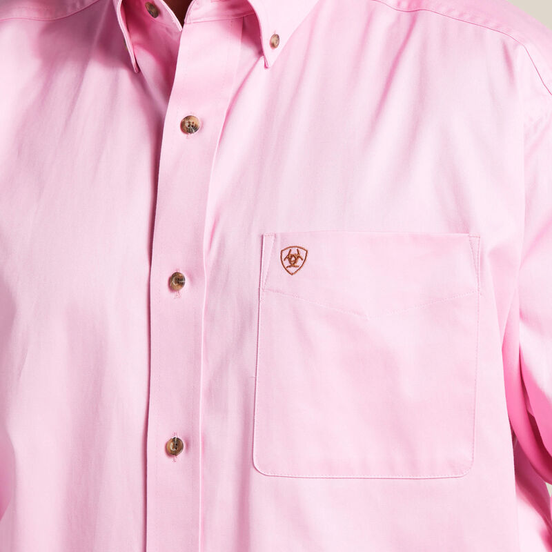 Men's Ariat Solid Prism Pink Twill Classic Fit Shirt - 10016992