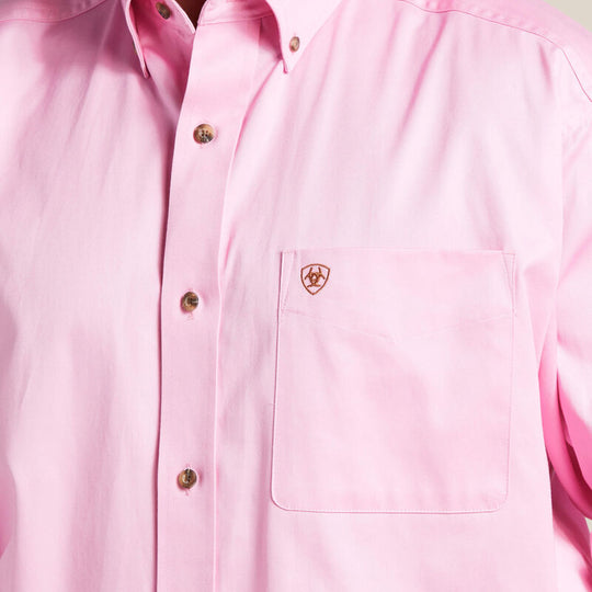 Men's Ariat Solid Prism Pink Twill Classic Fit Shirt - 10016992
