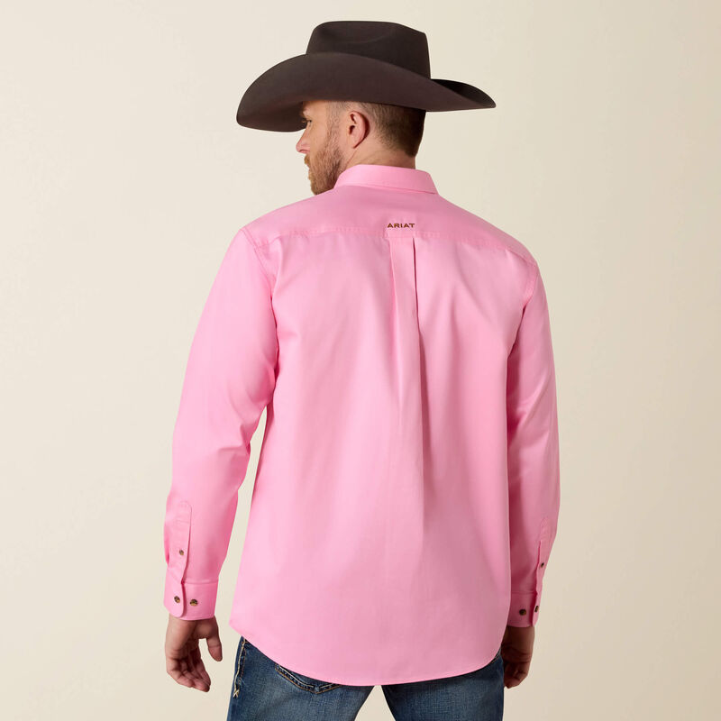 Men's Ariat Solid Prism Pink Twill Classic Fit Shirt - 10016992