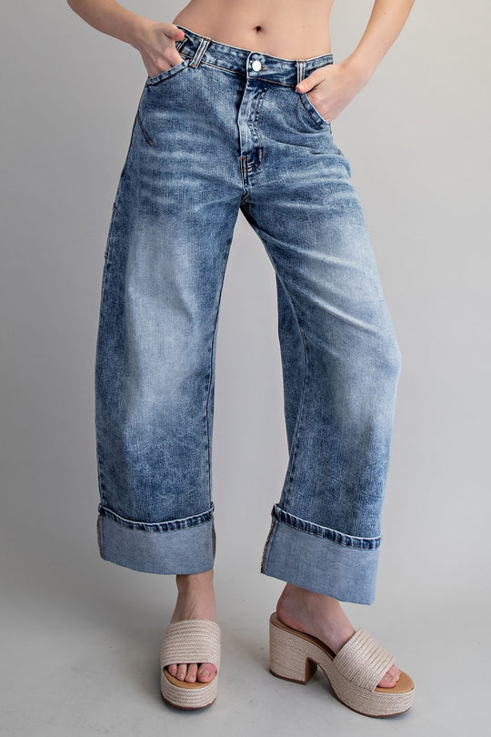 Ladies EESOME Zipper Front Rolled Up Hem Pants - PK14803