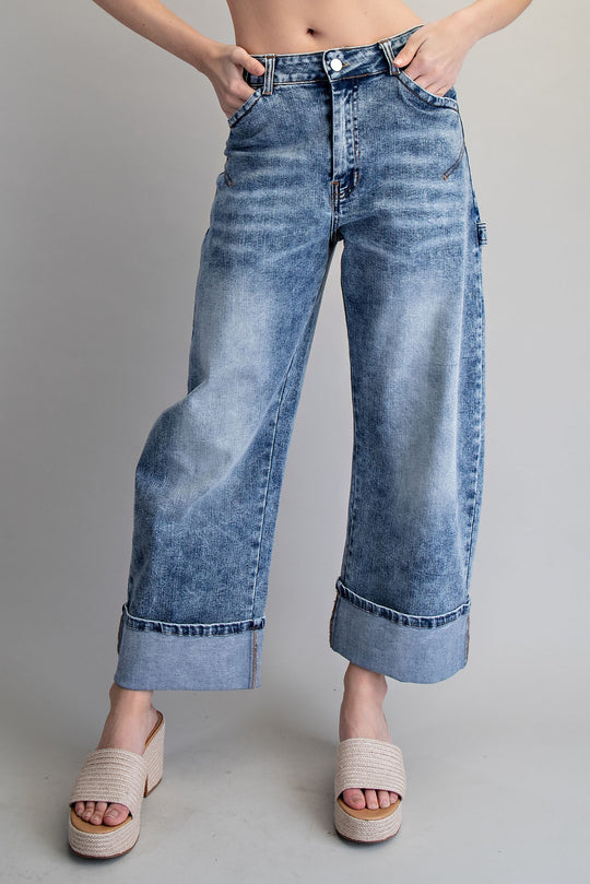 Ladies EESOME Zipper Front Rolled Up Hem Pants - PK14803