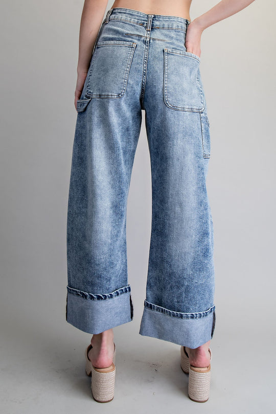 Ladies EESOME Zipper Front Rolled Up Hem Pants - PK14803