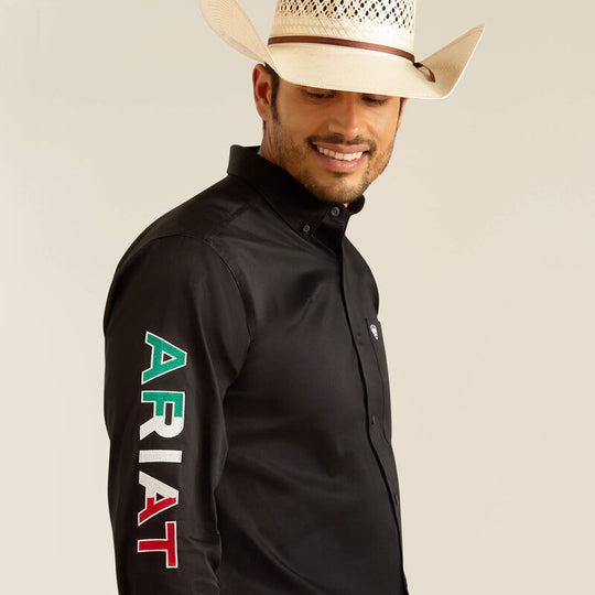 Men's Ariat Team Mexico Logo Twill Fitted Shirt - 10038914