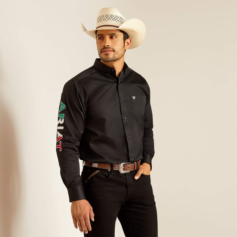 Camicia aderente in twill con logo Ariat Team Mexico da uomo - 10038914
