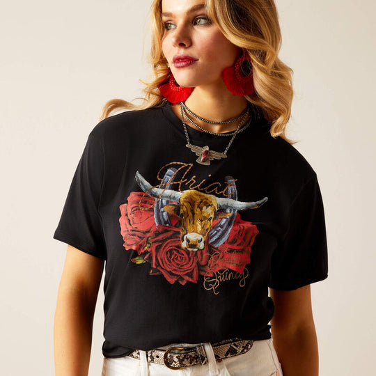Ladies Ariat by Rodeo Quincy Steer T-Shirt - 10048670