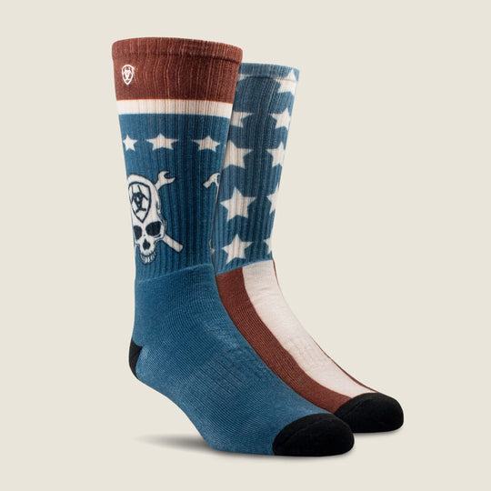 Ariat Patriot Graphic Crew Work Sock 2 Pack - 10051910