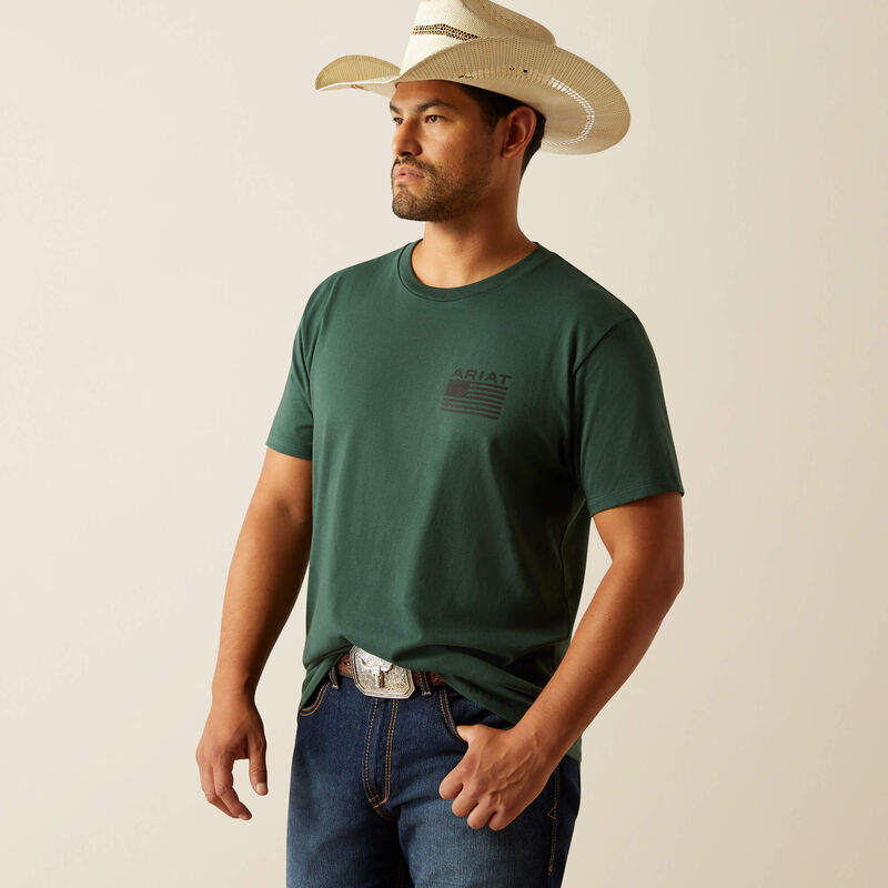 Men'a Ariat Rustic Wood Flag T-Shirt - 10058890