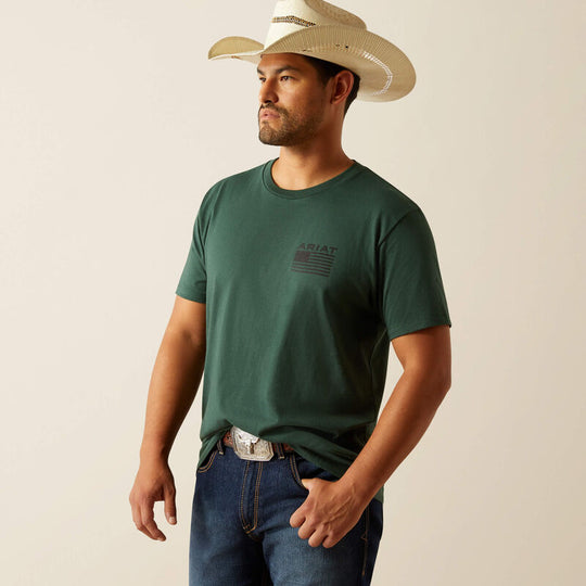 Men'a Ariat Rustic Wood Flag T-Shirt - 10058890