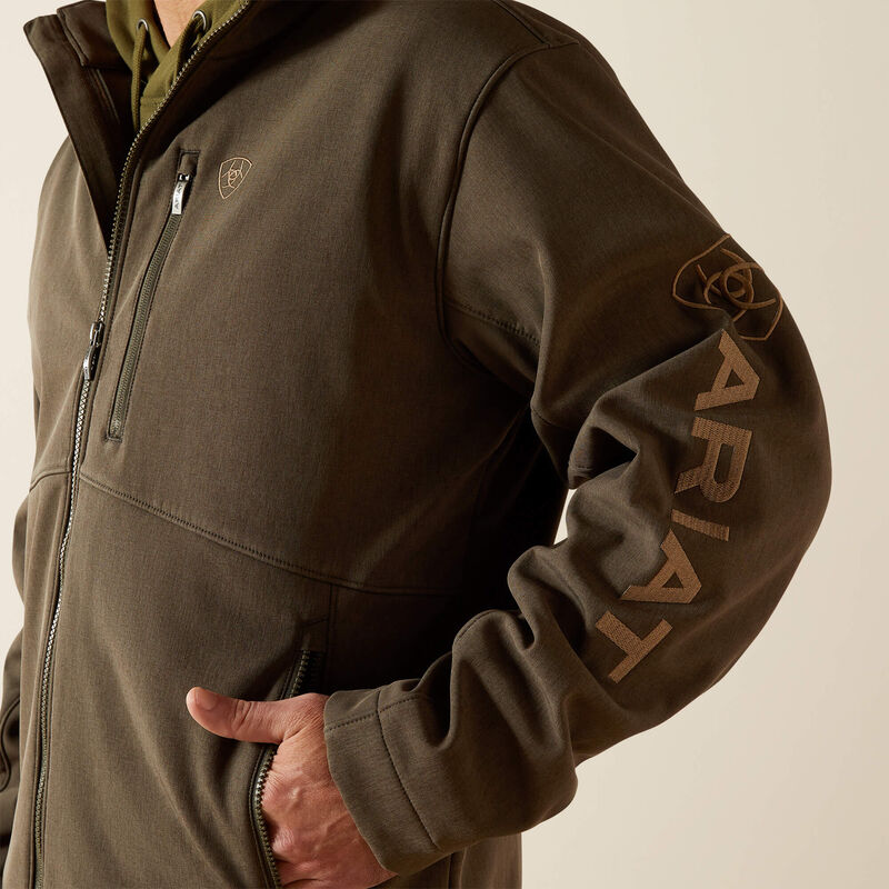 Men's Ariat Logo Softshell Earth Green Heather Jacket - 10062584