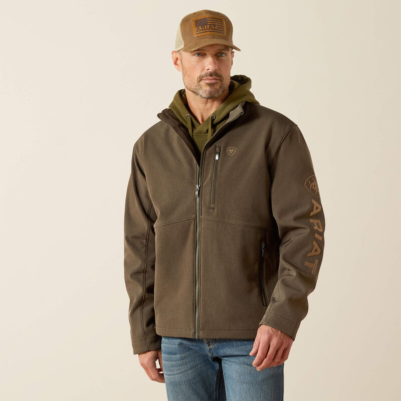 Men's Ariat Logo Softshell Earth Green Heather Jacket - 10062584