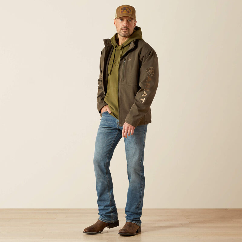 Men's Ariat Logo Softshell Earth Green Heather Jacket - 10062584