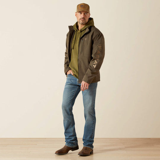 Men's Ariat Logo Softshell Earth Green Heather Jacket - 10062584