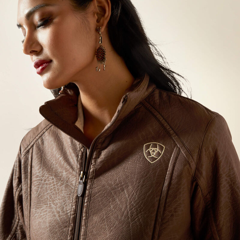 Ladies Ariat Logo Softshell Faux Leather Jacket - 10062795