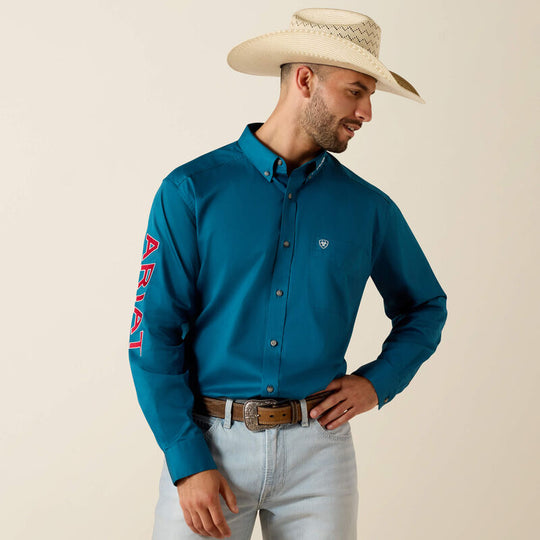 Men's Ariat Team Logo Lightweight Twill Classic Fit Shirt - 10071684