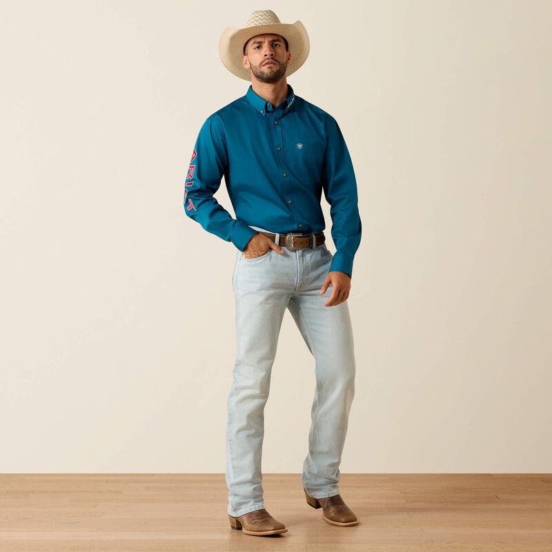 Men's Ariat Team Logo Lightweight Twill Classic Fit Shirt - 10071684