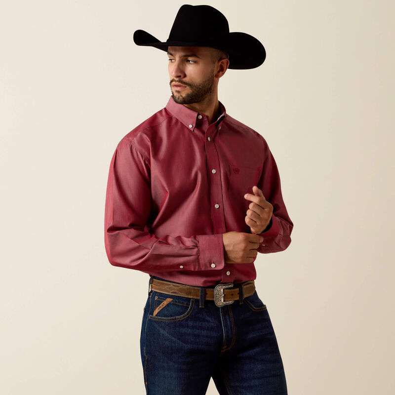 Men's Ariat Wrinkle Free Solid Pinpoint Oxford Classic Fit Shirt - 10073476