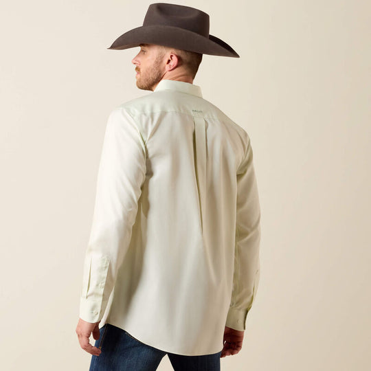Men's Ariat Wrinkle Free Solid Laurel Green Fitted Shirt - 10073500