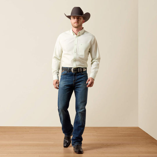 Men's Ariat Wrinkle Free Solid Laurel Green Fitted Shirt - 10073500