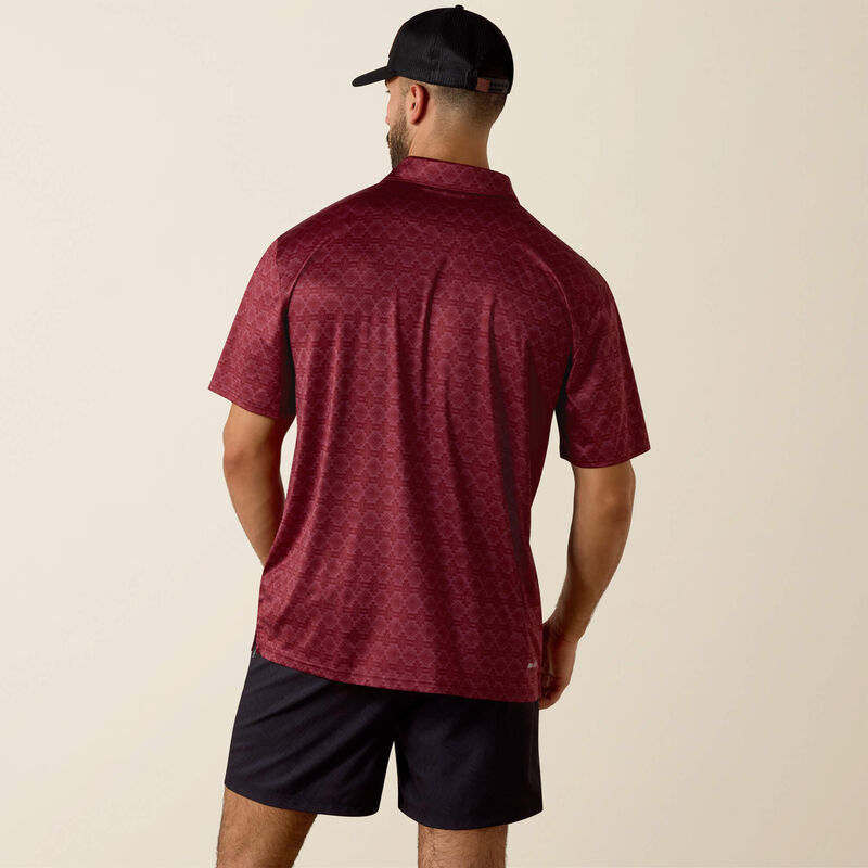 Men's Ariat All Over Print Heathered Scarlet Classic Fit Polo - 10073584