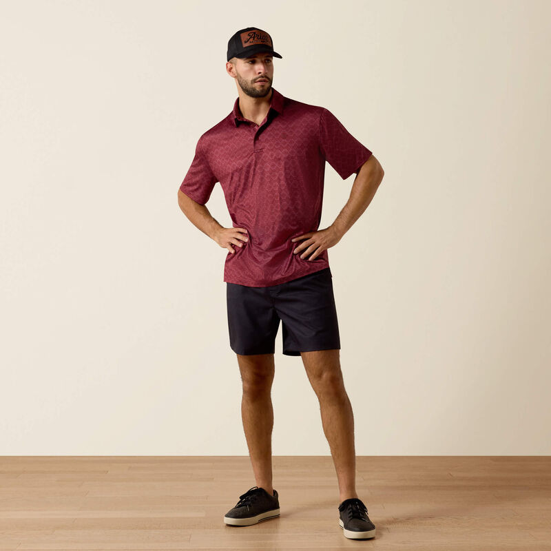 Men's Ariat All Over Print Heathered Scarlet Classic Fit Polo - 10073584