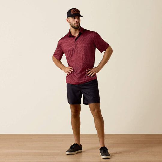Men's Ariat All Over Print Heathered Scarlet Classic Fit Polo - 10073584