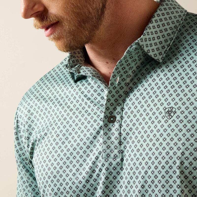 Men's Ariat All Over Print Heathered Fitted Polo - 10073585