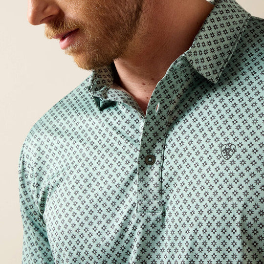 Men's Ariat All Over Print Heathered Fitted Polo - 10073585