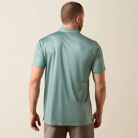 Men's Ariat All Over Print Heathered Fitted Polo - 10073585