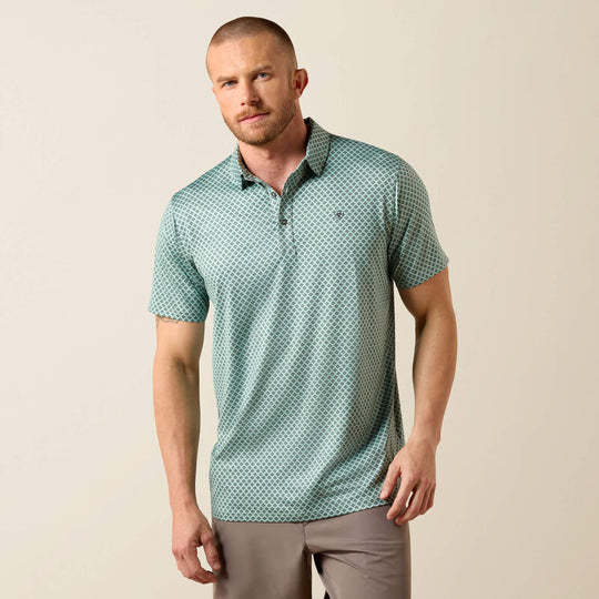Men's Ariat All Over Print Heathered Fitted Polo - 10073585