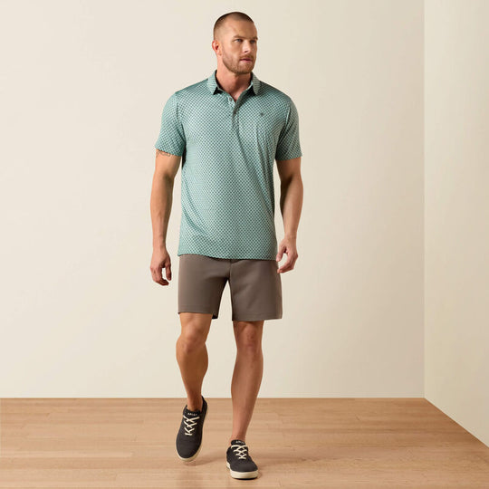 Men's Ariat All Over Print Heathered Fitted Polo - 10073585