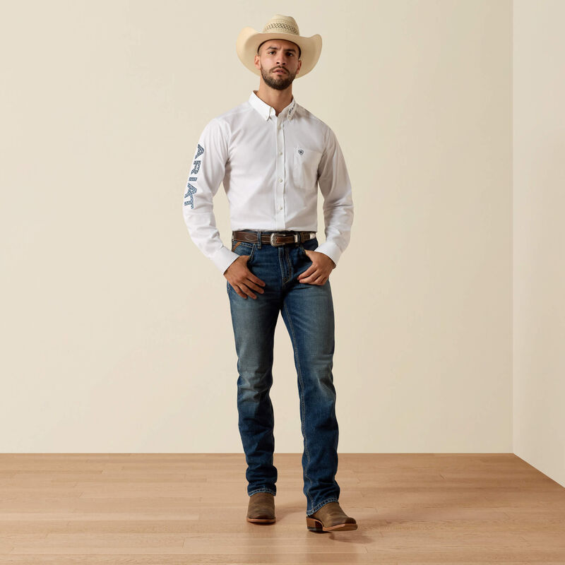 Men's Ariat Team Logo Lightweight Twill Fitted Shirt - 10073652