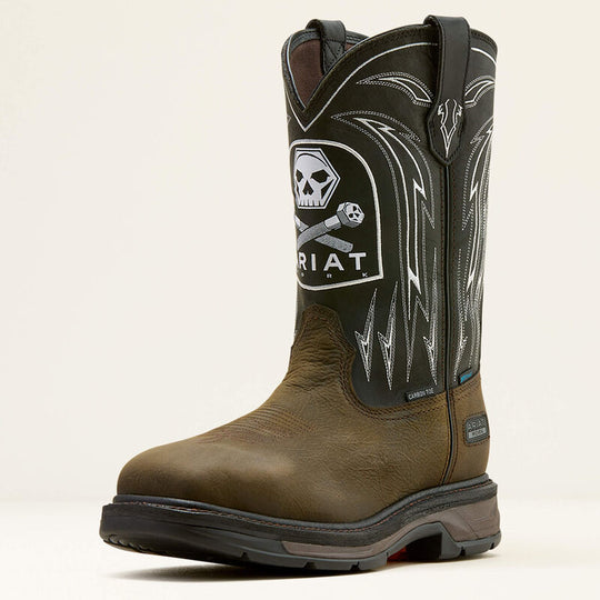 Men's Ariat WorkHog XT Skull Waterproof Wide Square Toe Carbon Toe Work Boot - 10074207