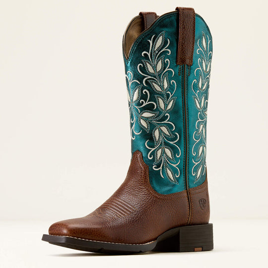 Women's Ariat Round Up Holly Beasty Brown with 112" Metallic Sea - 10074373