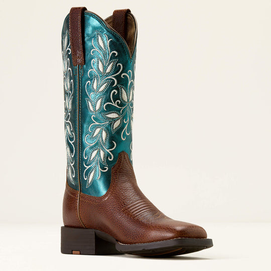 Women's Ariat Round Up Holly Beasty Brown with 112" Metallic Sea - 10074373