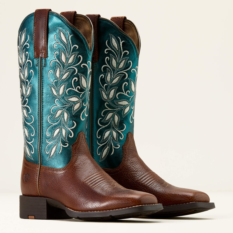 Women's Ariat Round Up Holly Beasty Brown with 112" Metallic Sea - 10074373