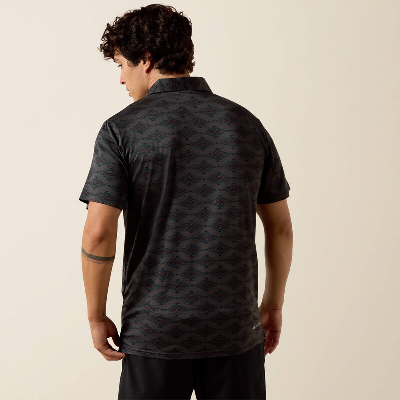 Men's Ariat All Over Print Charcoal Heathered Classic Fit Polo - 10076065