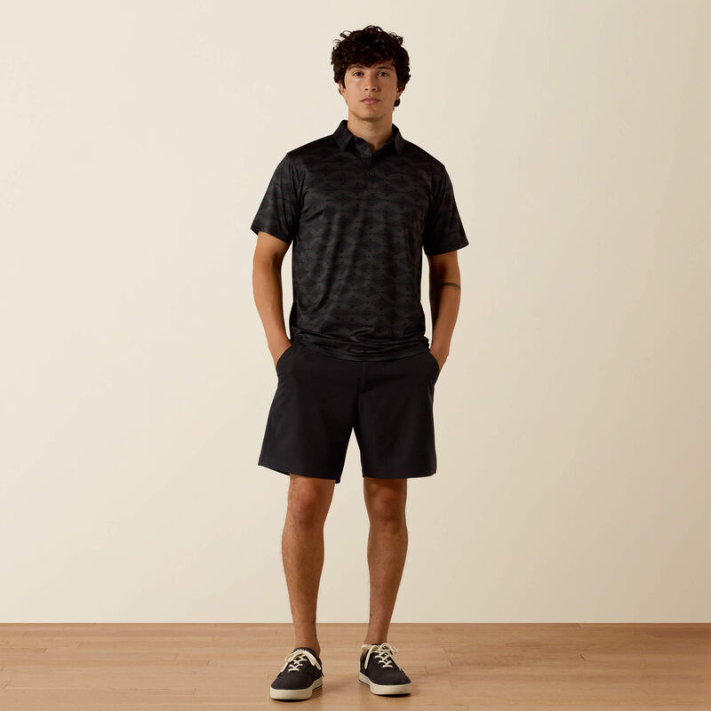 Men's Ariat All Over Print Charcoal Heathered Classic Fit Polo - 10076065