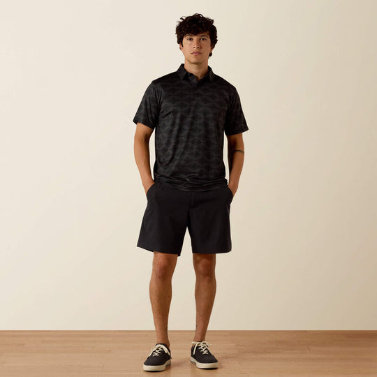 Men's Ariat All Over Print Charcoal Heathered Classic Fit Polo - 10076065