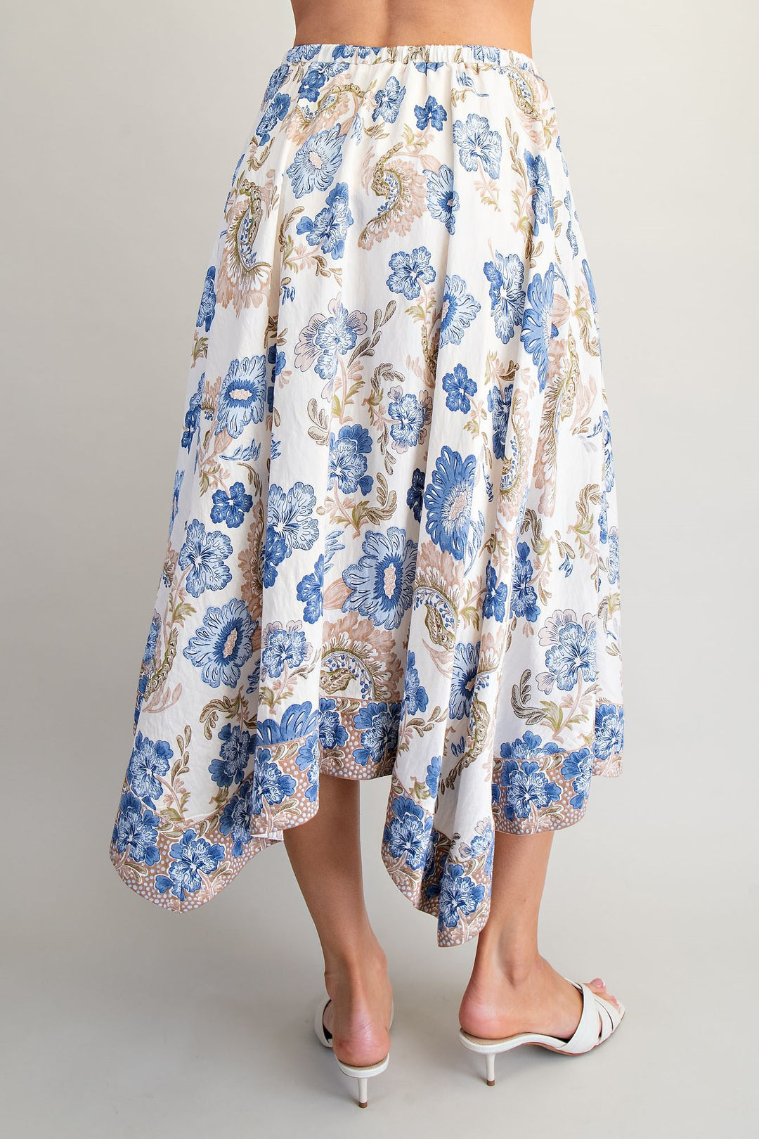 Ladies EESOME Floral Print Handkerchief Hem Midi Skirt - SHS15598
