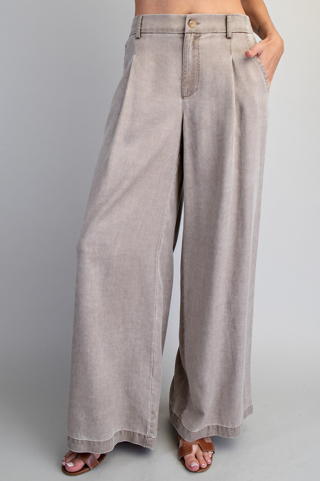 Ladies EESOME Zipper Front Wide Leg Pants - PK16064