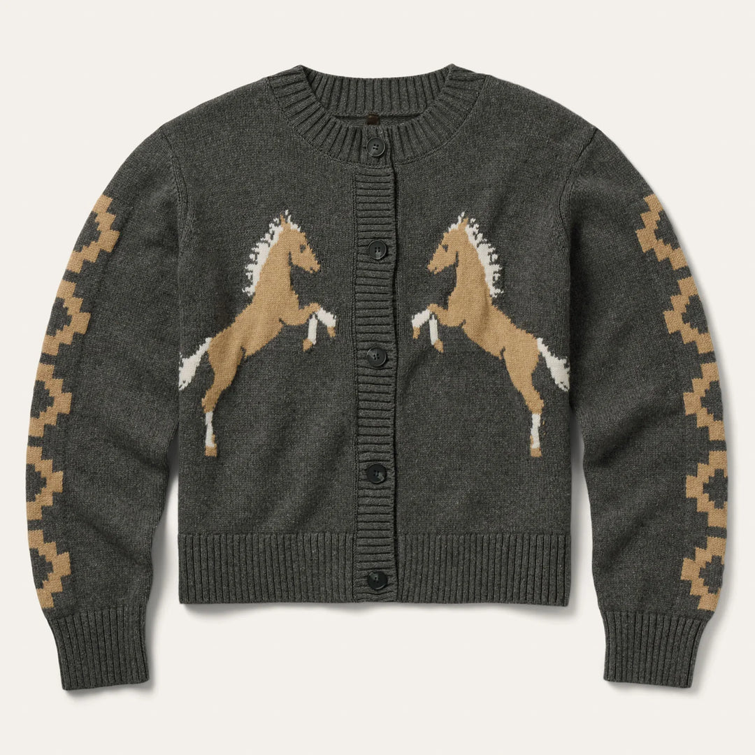 Ladies Stetson Bronc Crop Cardigan Long Sleeve Sweater - 11-027-0539-7034-GY
